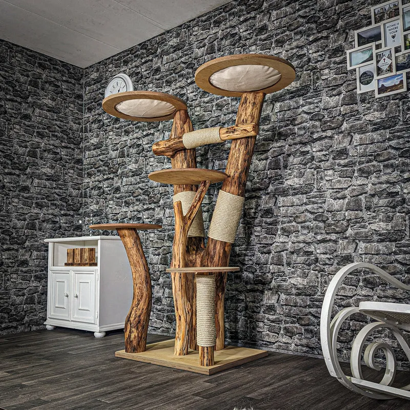 Naturkratzbaum 3123 Kratzbaum Natur Holz Design 164 cm hoch Katzenbaum