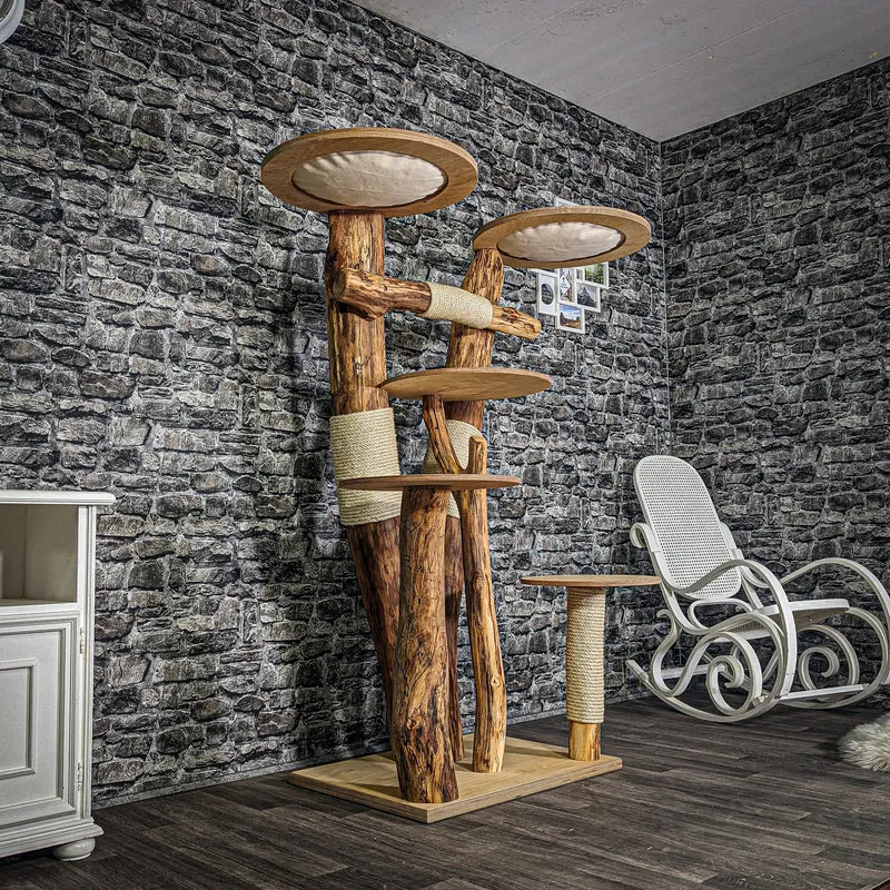 Naturkratzbaum 3123 Kratzbaum Natur Holz Design 164 cm hoch Katzenbaum