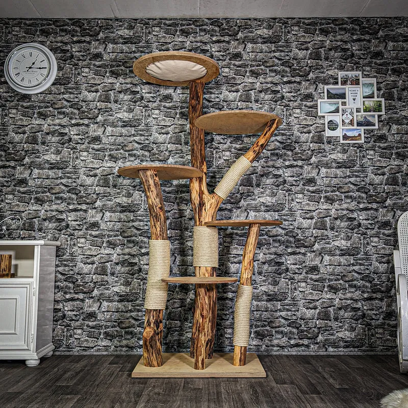 Naturkratzbaum 3122 Kratzbaum Natur Holz Design 193 cm hoch Katzenbaum