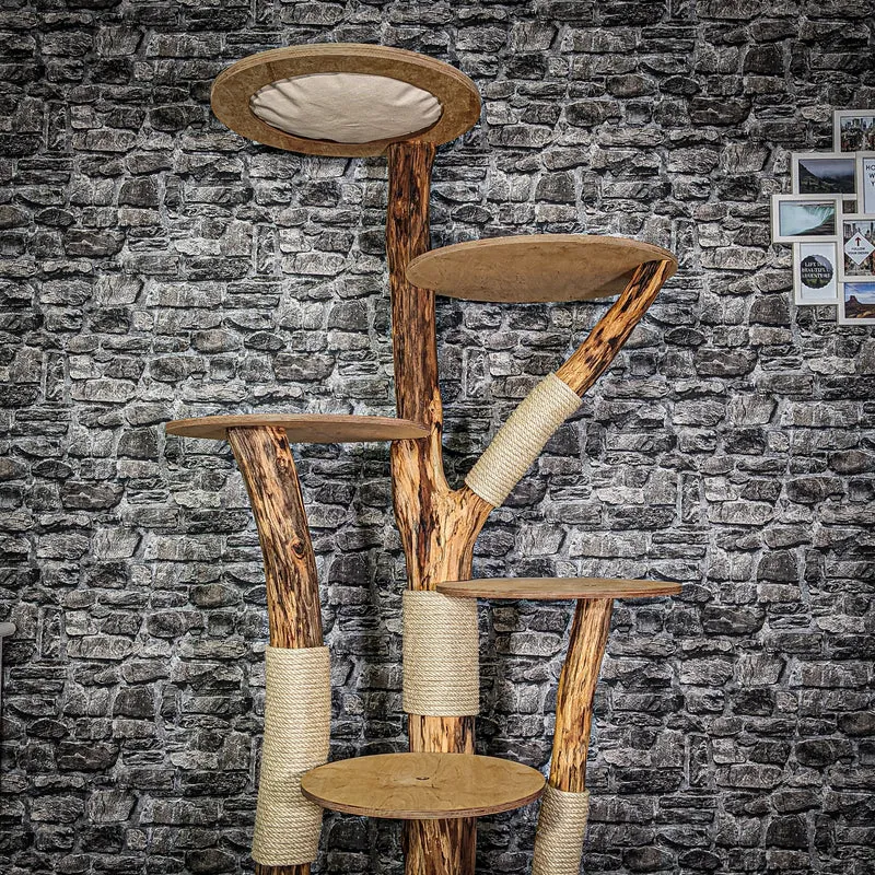 Naturkratzbaum 3122 Kratzbaum Natur Holz Design 193 cm hoch Katzenbaum