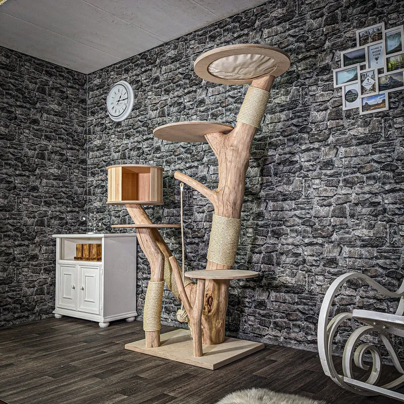 Naturkratzbaum 3110 Kratzbaum Natur Holz Design 180 cm hoch Katzenbaum
