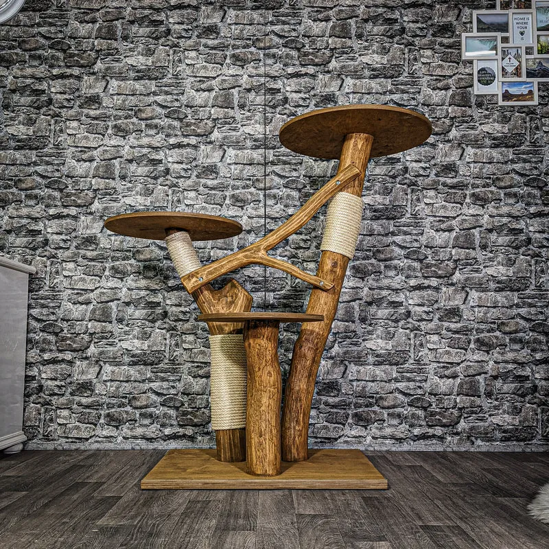 Outdoor Naturkratzbaum 3102 Kratzbaum Natur Holz Design 122 cm hoch Katzenbaum