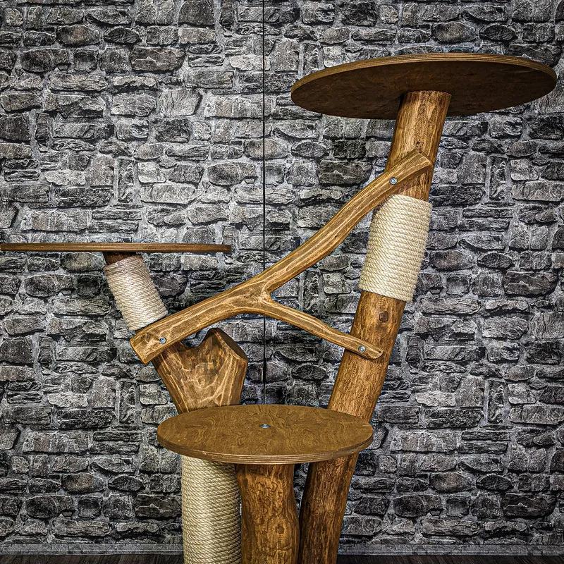 Outdoor Naturkratzbaum 3102 Kratzbaum Natur Holz Design 122 cm hoch Katzenbaum