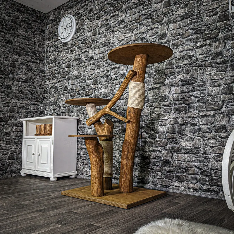 Outdoor Naturkratzbaum 3102 Kratzbaum Natur Holz Design 122 cm hoch Katzenbaum