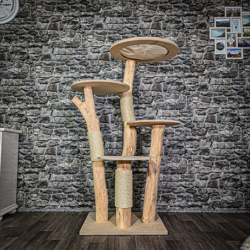 Naturkratzbaum 3106 Kratzbaum Natur Holz Design 145 cm hoch Katzenbaum