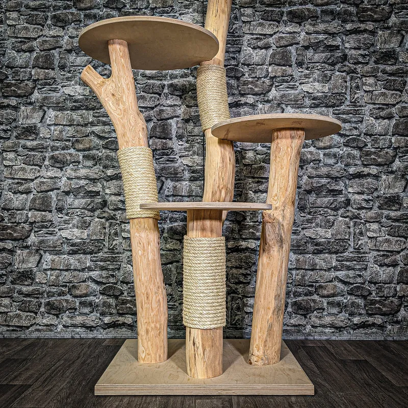 Naturkratzbaum 3106 Kratzbaum Natur Holz Design 145 cm hoch Katzenbaum