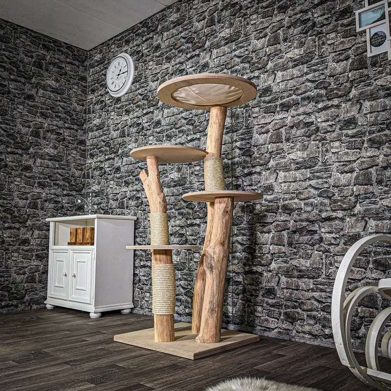 Naturkratzbaum 3106 Kratzbaum Natur Holz Design 145 cm hoch Katzenbaum