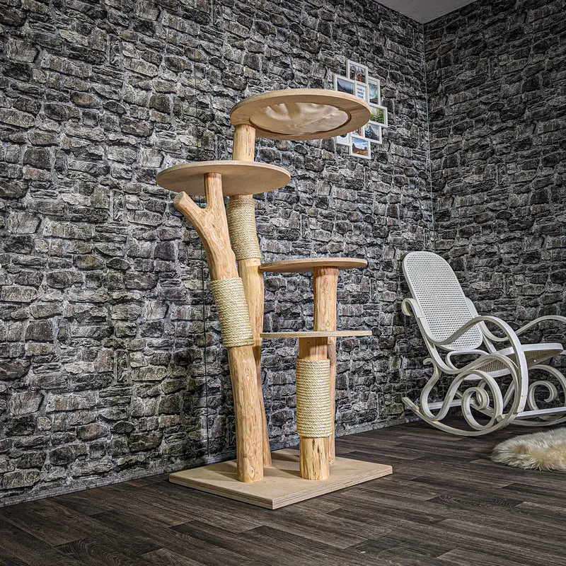 Naturkratzbaum 3106 Kratzbaum Natur Holz Design 145 cm hoch Katzenbaum