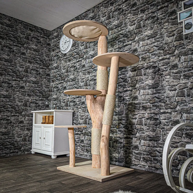 Naturkratzbaum 3105 Kratzbaum Natur Holz Design 176 cm hoch Katzenbaum