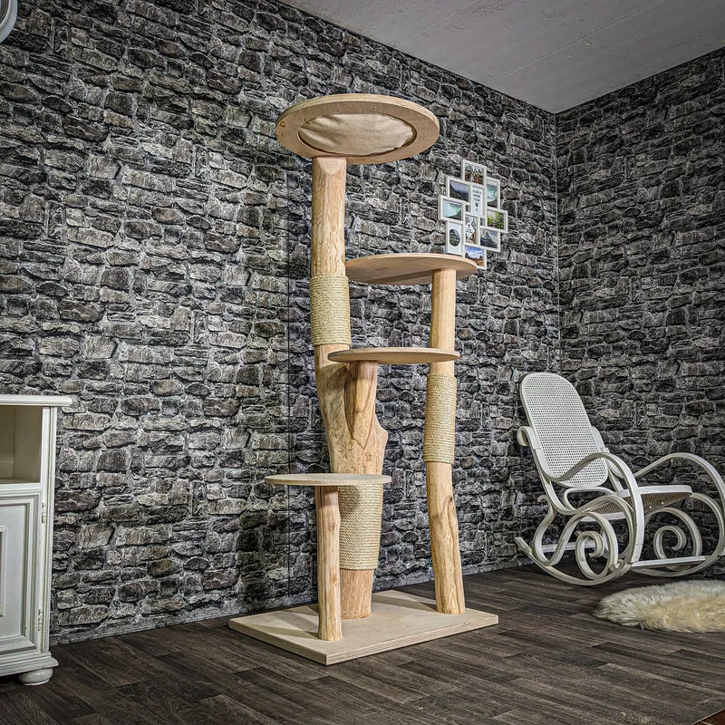 Naturkratzbaum 3105 Kratzbaum Natur Holz Design 176 cm hoch Katzenbaum