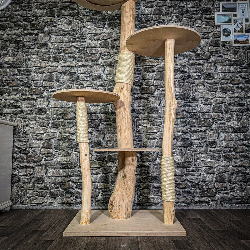 Naturkratzbaum 3104 Kratzbaum Natur Holz Design 175 cm hoch Katzenbaum