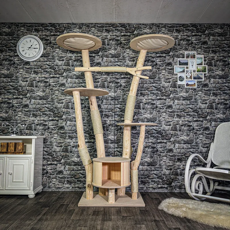 Naturkratzbaum 3099 Kratzbaum Natur Holz Design 200 cm hoch Katzenbaum