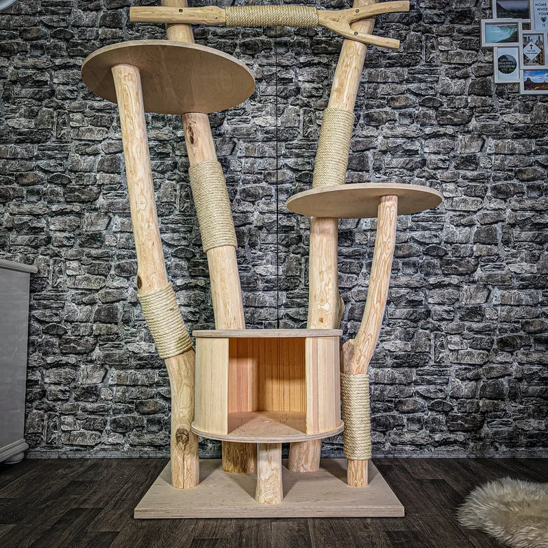 Naturkratzbaum 3099 Kratzbaum Natur Holz Design 200 cm hoch Katzenbaum