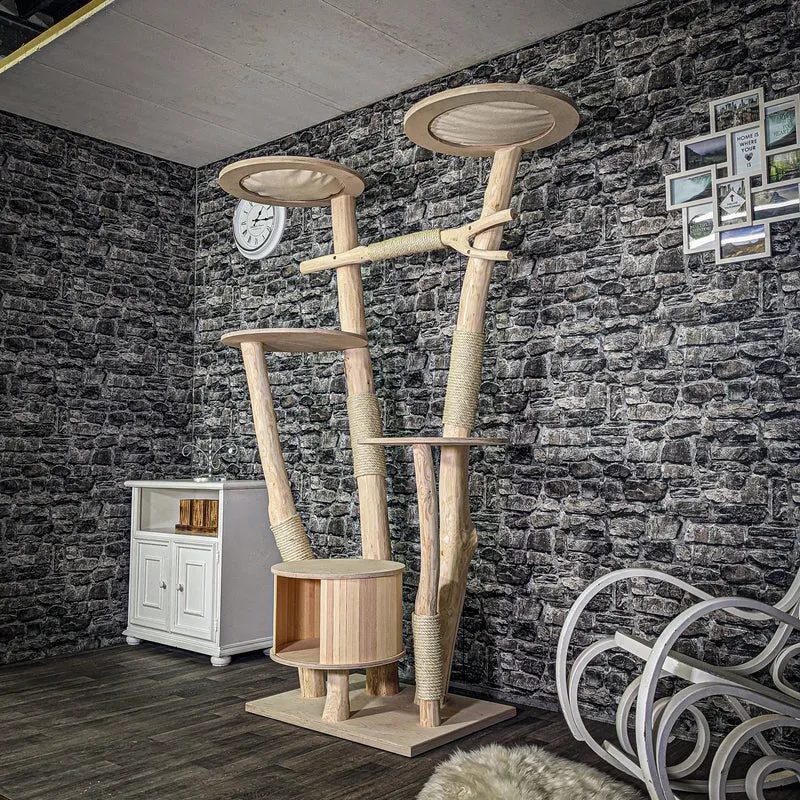Naturkratzbaum 3099 Kratzbaum Natur Holz Design 200 cm hoch Katzenbaum