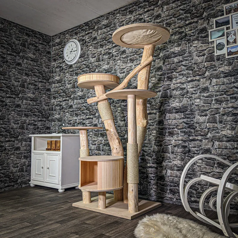 Naturkratzbaum 3097 Kratzbaum Natur Holz Design 176 cm hoch Katzenbaum