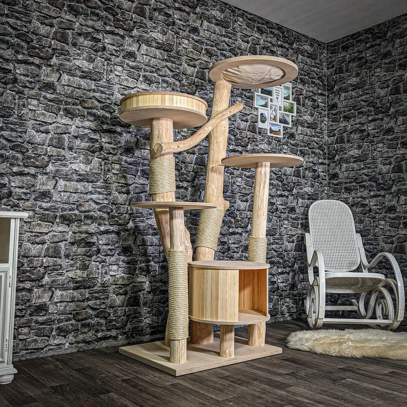 Naturkratzbaum 3097 Kratzbaum Natur Holz Design 176 cm hoch Katzenbaum