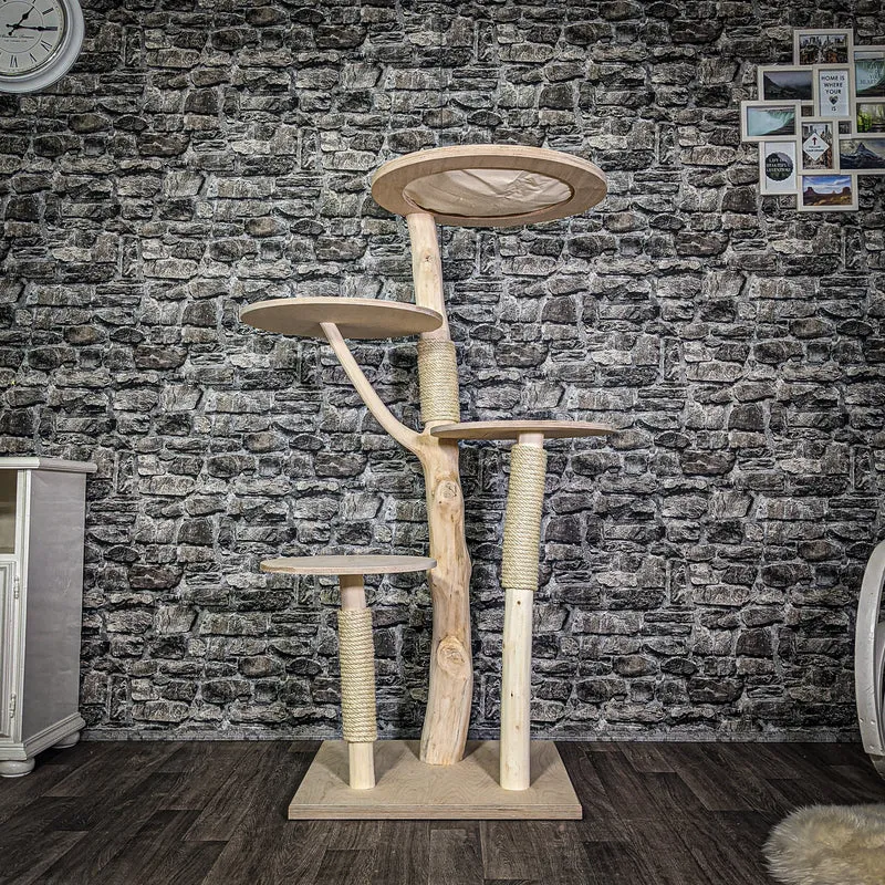 Naturkratzbaum 3096 Kratzbaum Natur Holz Design 145 cm hoch Katzenbaum