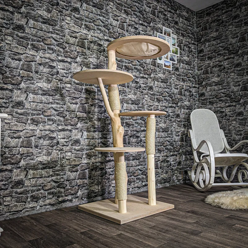 Naturkratzbaum 3096 Kratzbaum Natur Holz Design 145 cm hoch Katzenbaum