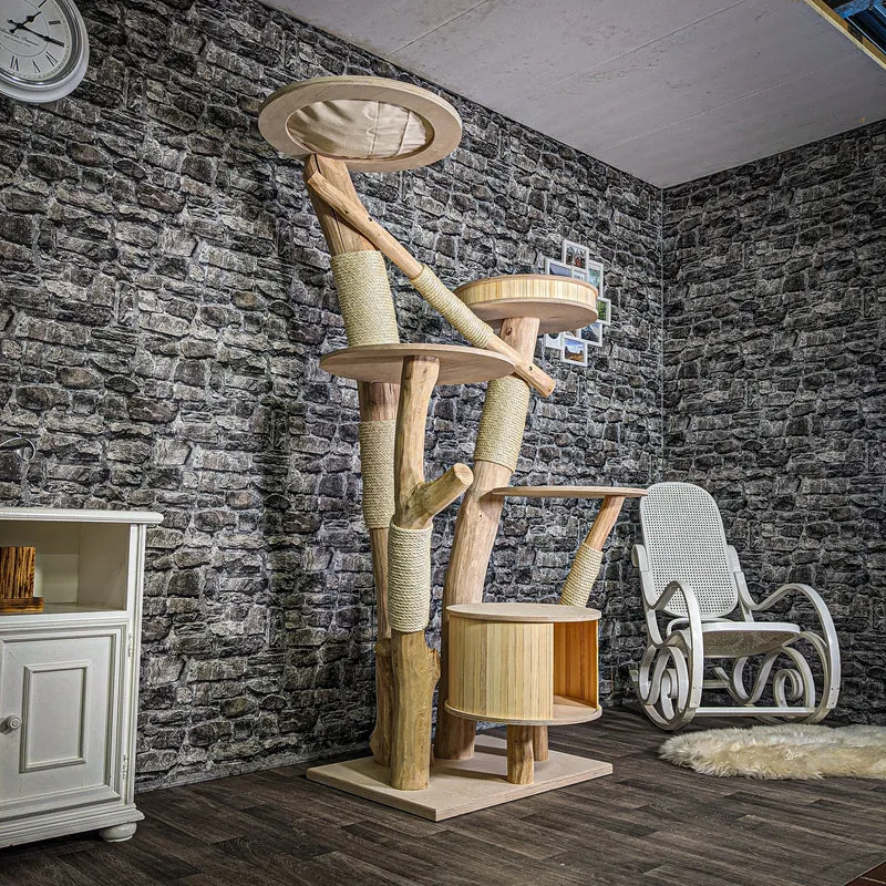 Naturkratzbaum 3095 Kratzbaum Natur Holz Design 191 cm hoch Katzenbaum