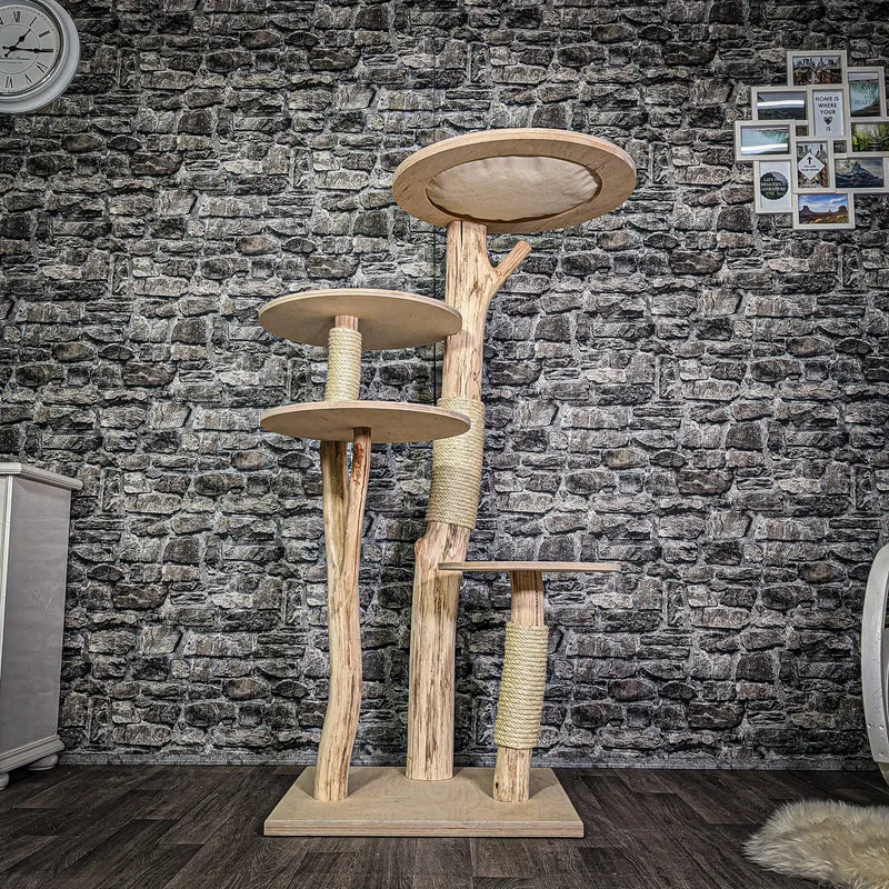 Naturkratzbaum 3094 Kratzbaum Natur Holz Design 144 cm hoch Katzenbaum