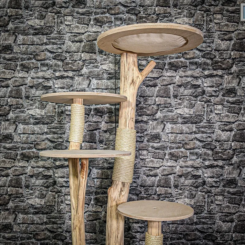 Naturkratzbaum 3094 Kratzbaum Natur Holz Design 144 cm hoch Katzenbaum
