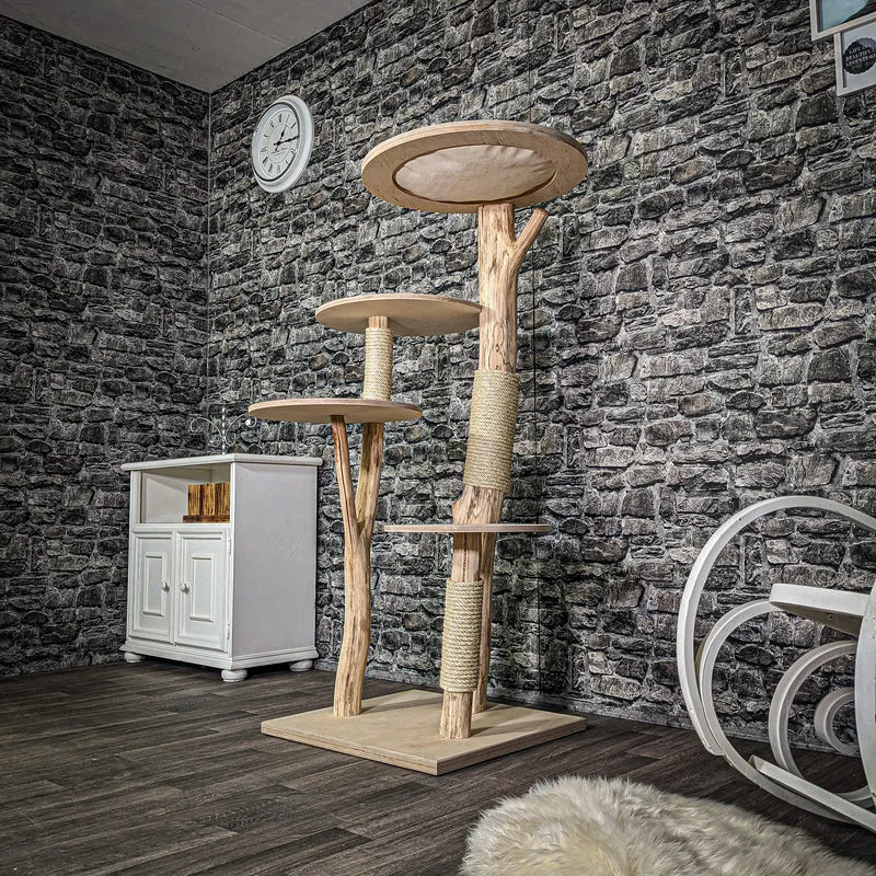 Naturkratzbaum 3094 Kratzbaum Natur Holz Design 144 cm hoch Katzenbaum