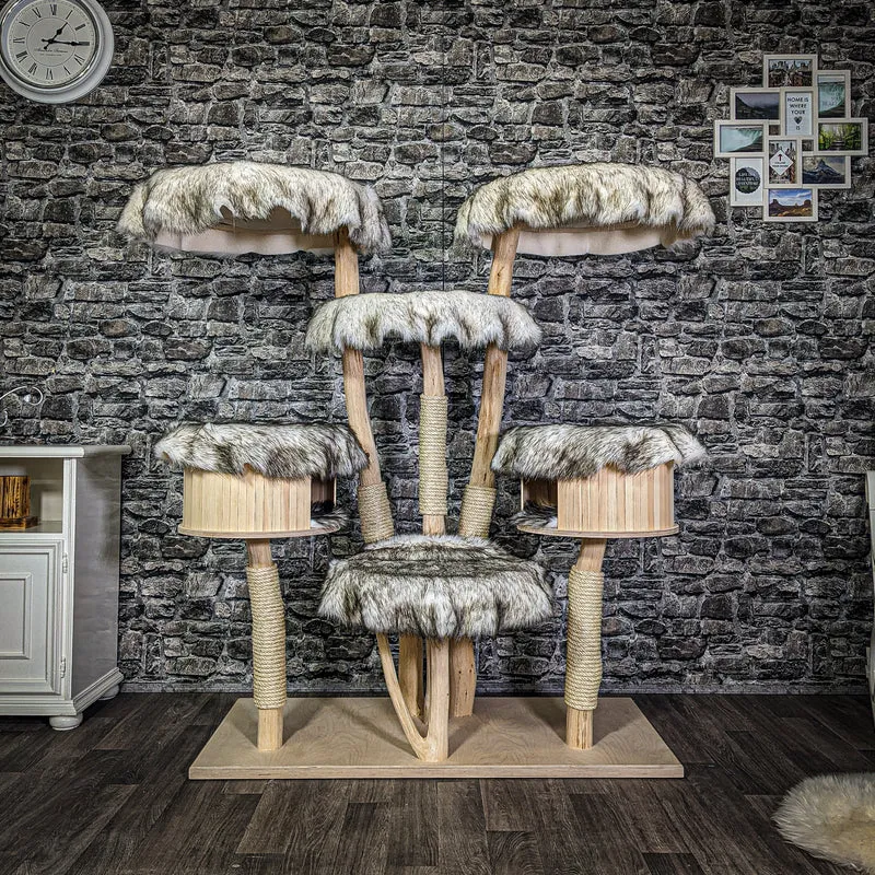 Naturkratzbaum 3092 Kratzbaum Natur Holz Design 145 cm hoch Katzenbaum