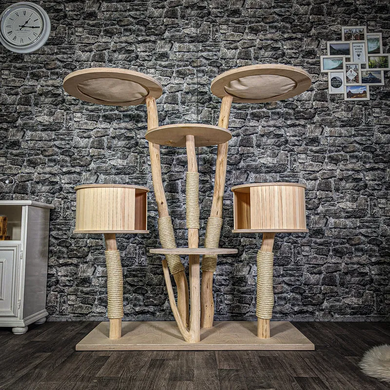 Naturkratzbaum 3092 Kratzbaum Natur Holz Design 145 cm hoch Katzenbaum