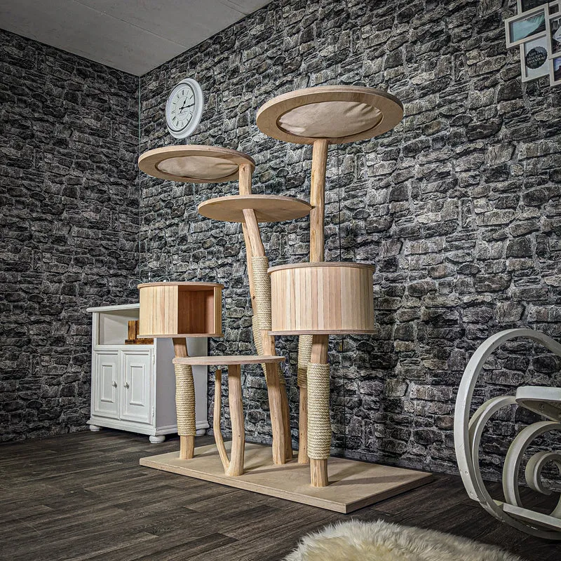 Naturkratzbaum 3092 Kratzbaum Natur Holz Design 145 cm hoch Katzenbaum