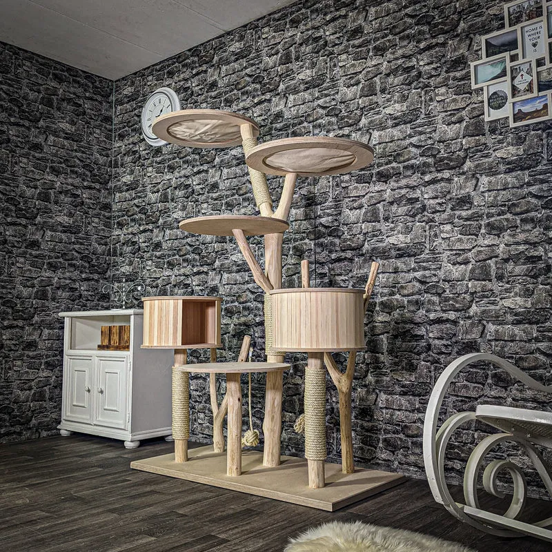 Naturkratzbaum 3091 Kratzbaum Natur Holz Design 176 cm hoch Katzenbaum