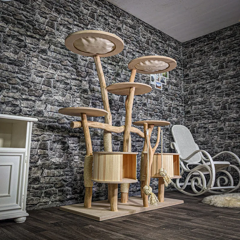 Naturkratzbaum 3090 Kratzbaum Natur Holz Design 158 cm hoch Katzenbaum