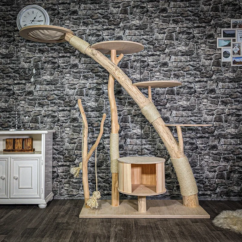 Naturkratzbaum 3086 Kratzbaum Natur Holz Design 183 cm hoch Katzenbaum