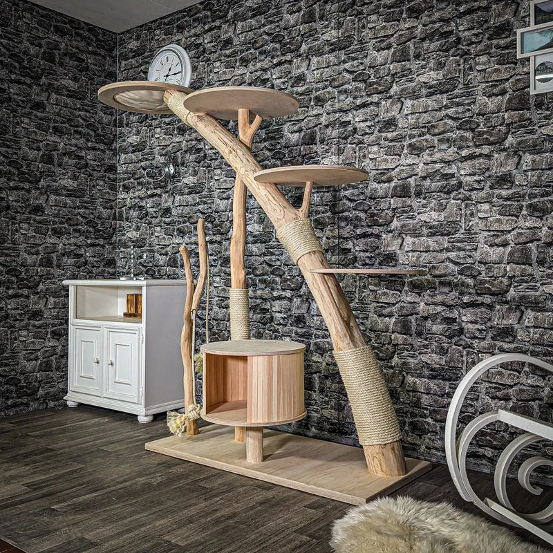 Naturkratzbaum 3086 Kratzbaum Natur Holz Design 183 cm hoch Katzenbaum