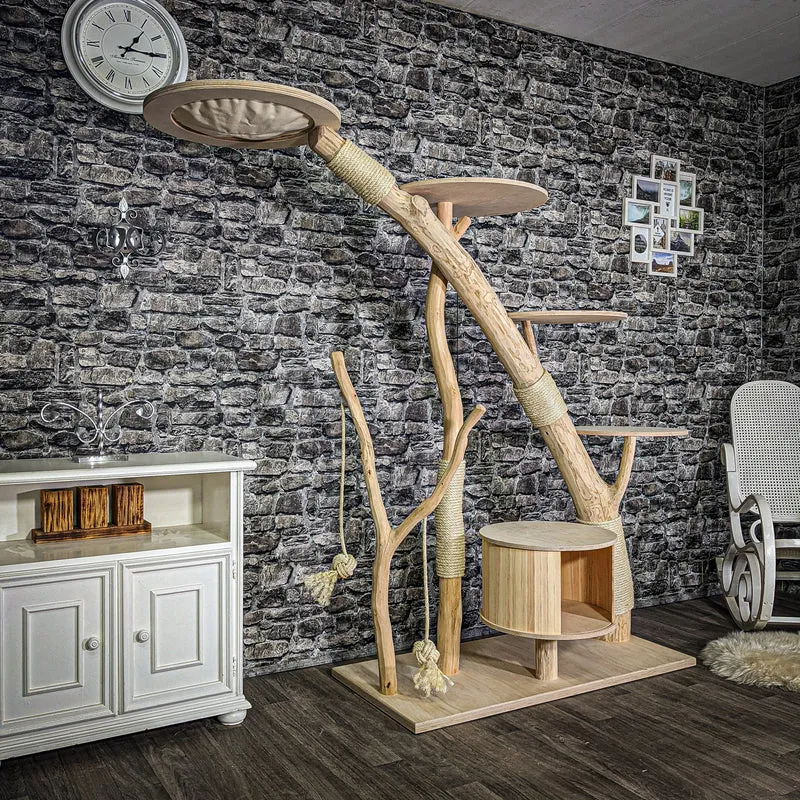 Naturkratzbaum 3086 Kratzbaum Natur Holz Design 183 cm hoch Katzenbaum