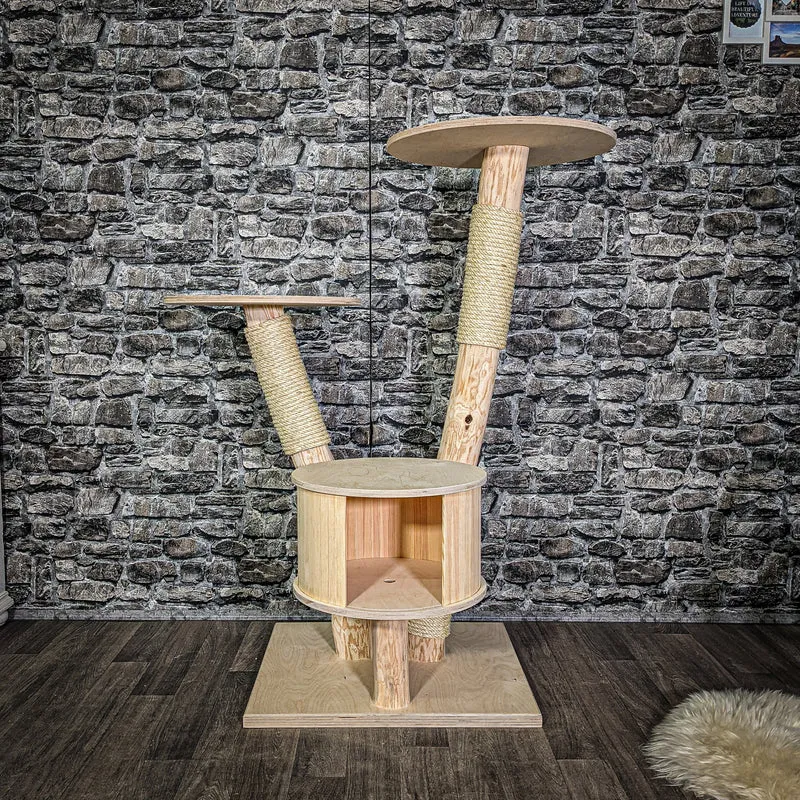 Naturkratzbaum 3085 Kratzbaum Natur Holz Design 123 cm hoch Katzenbaum