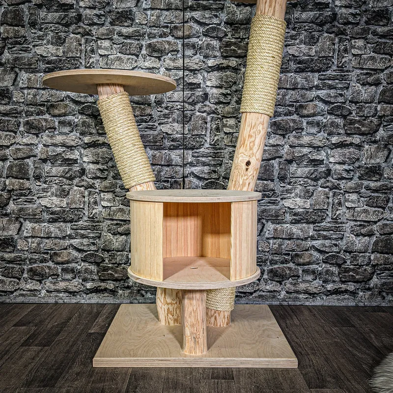 Naturkratzbaum 3085 Kratzbaum Natur Holz Design 123 cm hoch Katzenbaum