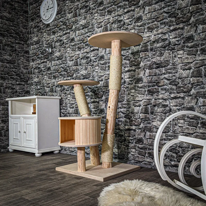 Naturkratzbaum 3085 Kratzbaum Natur Holz Design 123 cm hoch Katzenbaum