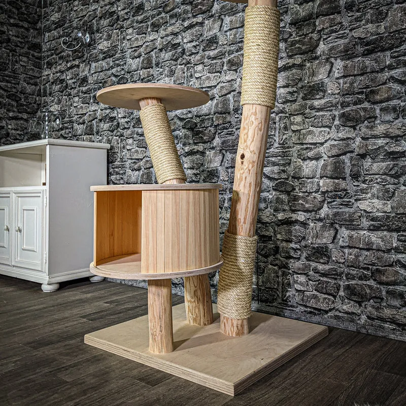 Naturkratzbaum 3085 Kratzbaum Natur Holz Design 123 cm hoch Katzenbaum