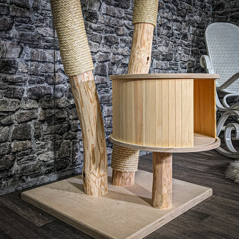 Naturkratzbaum 3085 Kratzbaum Natur Holz Design 123 cm hoch Katzenbaum