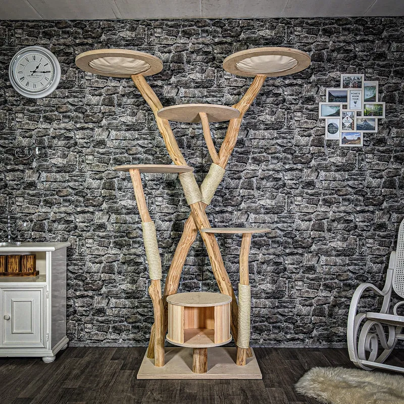 Naturkratzbaum 3084 Kratzbaum Natur Holz Design 205 cm hoch Katzenbaum