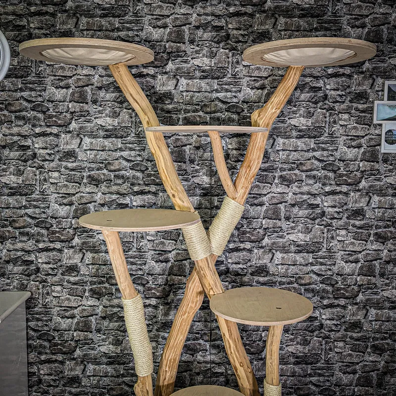 Naturkratzbaum 3084 Kratzbaum Natur Holz Design 205 cm hoch Katzenbaum
