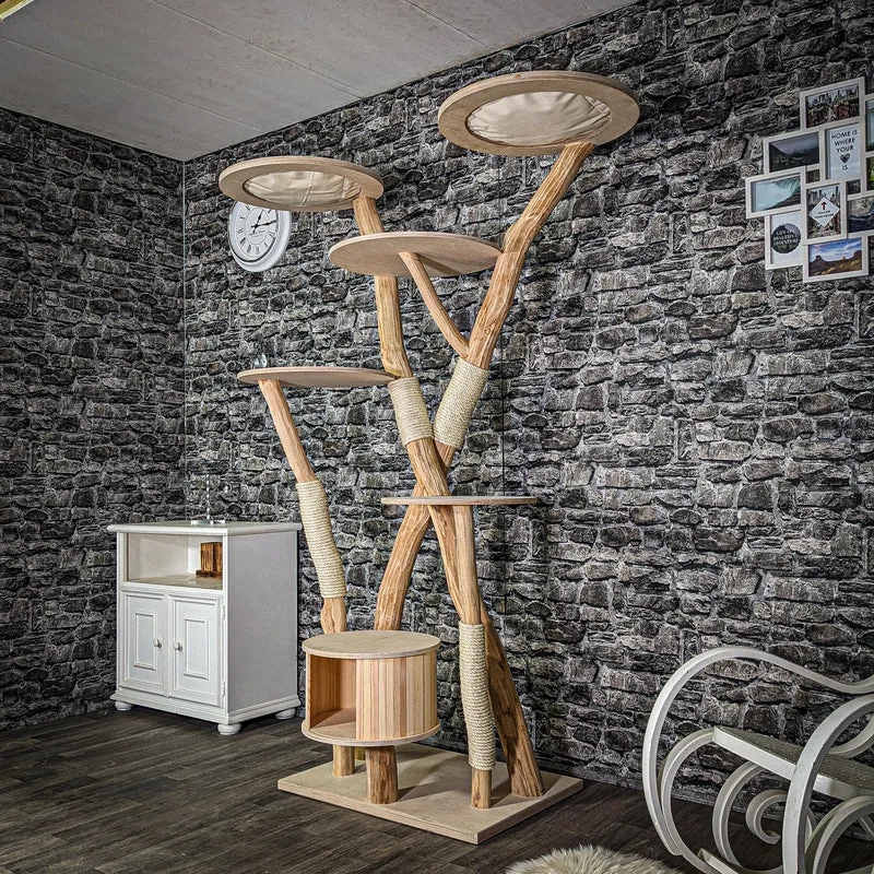 Naturkratzbaum 3084 Kratzbaum Natur Holz Design 205 cm hoch Katzenbaum