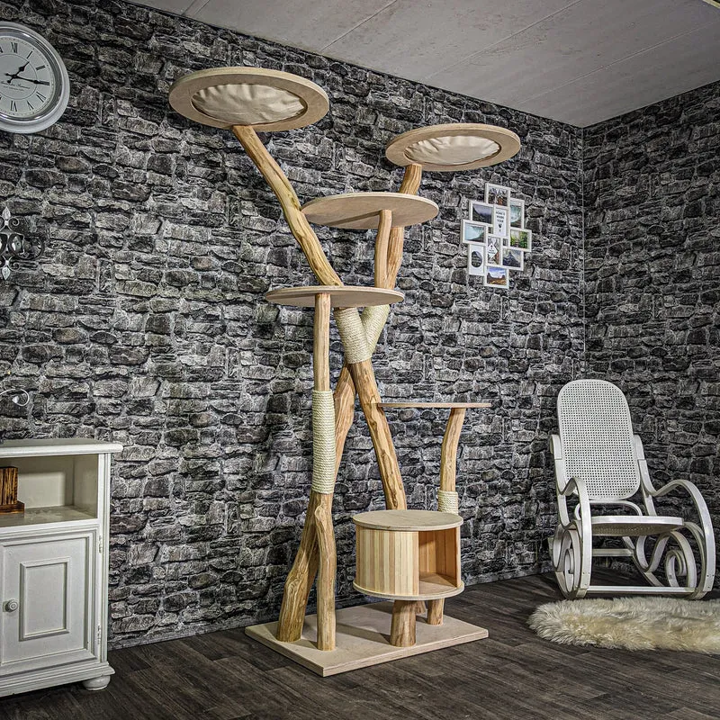 Naturkratzbaum 3084 Kratzbaum Natur Holz Design 205 cm hoch Katzenbaum