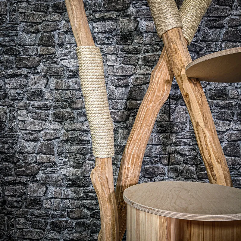 Naturkratzbaum 3084 Kratzbaum Natur Holz Design 205 cm hoch Katzenbaum
