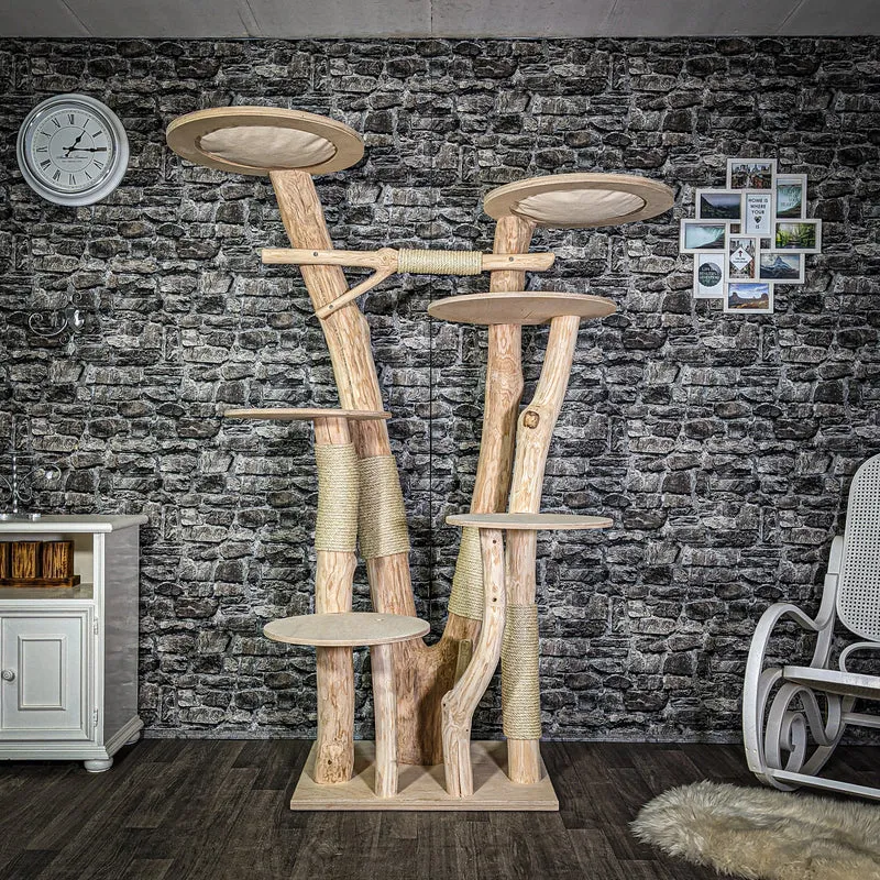 Naturkratzbaum 3083 Kratzbaum Natur Holz Design 195 cm hoch Katzenbaum