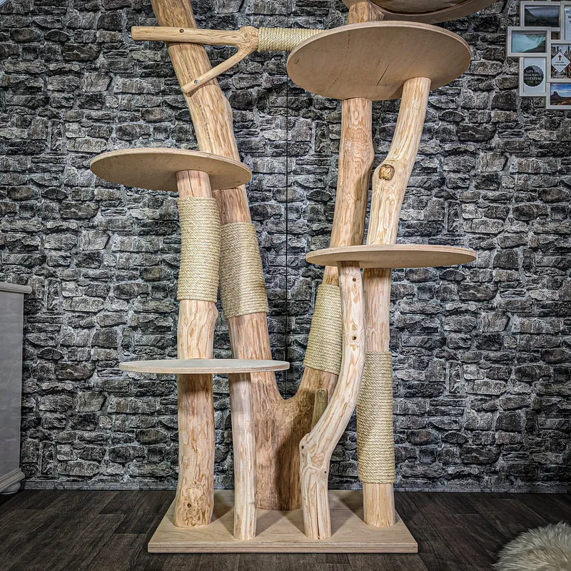Naturkratzbaum 3083 Kratzbaum Natur Holz Design 195 cm hoch Katzenbaum