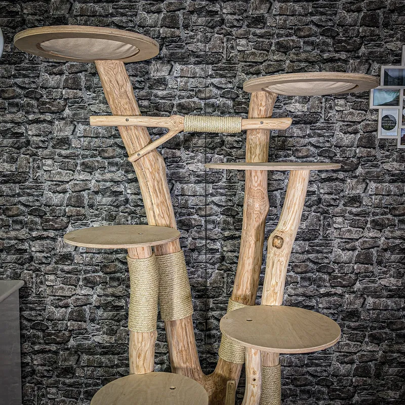 Naturkratzbaum 3083 Kratzbaum Natur Holz Design 195 cm hoch Katzenbaum
