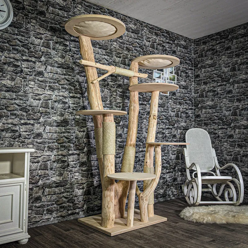 Naturkratzbaum 3083 Kratzbaum Natur Holz Design 195 cm hoch Katzenbaum