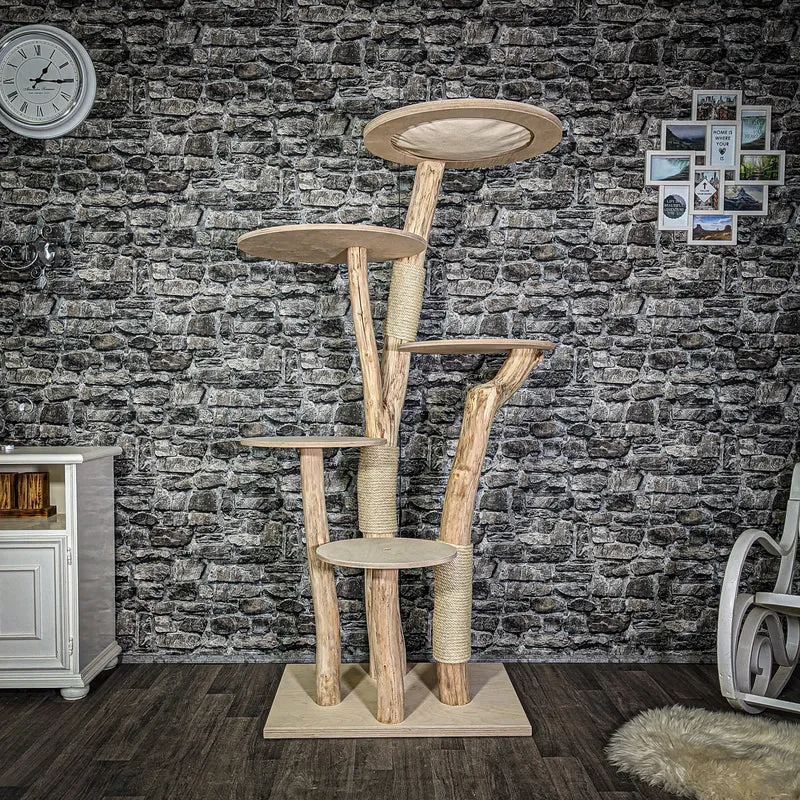 Naturkratzbaum 3082 Kratzbaum Natur Holz Design 175 cm hoch Katzenbaum