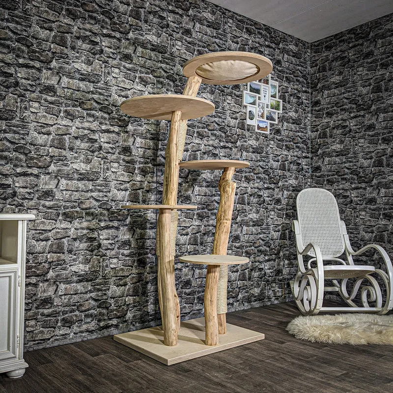 Naturkratzbaum 3082 Kratzbaum Natur Holz Design 175 cm hoch Katzenbaum